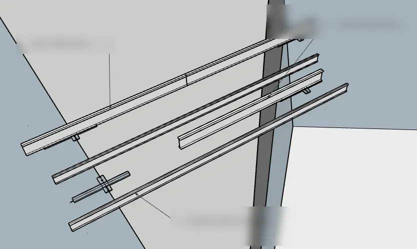 Modelo del primer tramo de la viga principal 2 sostenido por el puente provisional