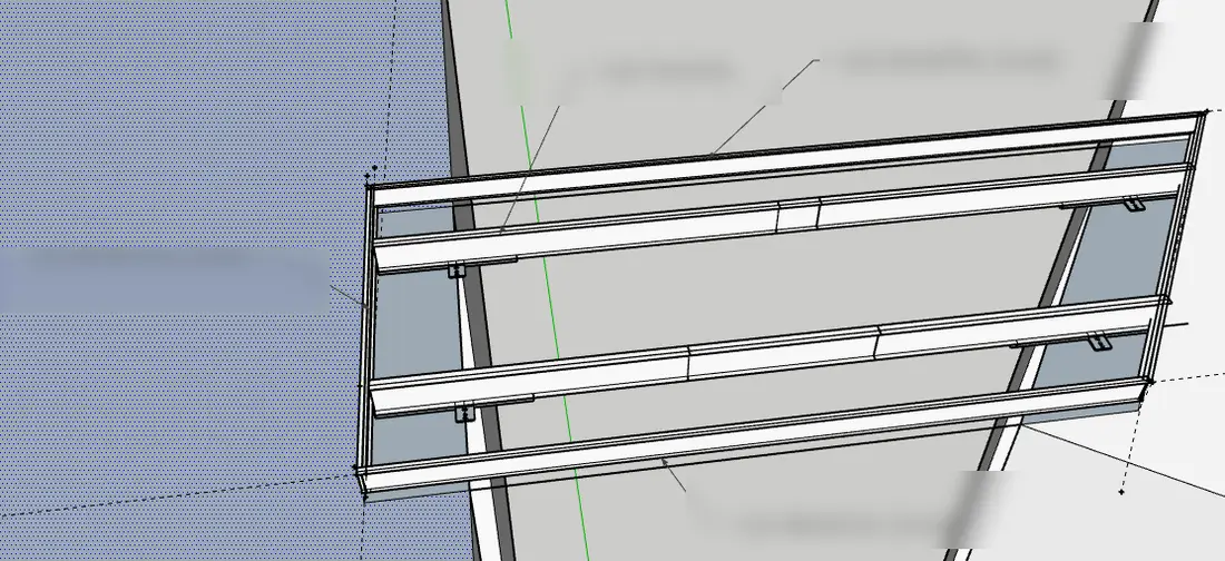 Modelo del marco estructural completo del puente, con vigas perimetrales y transversales